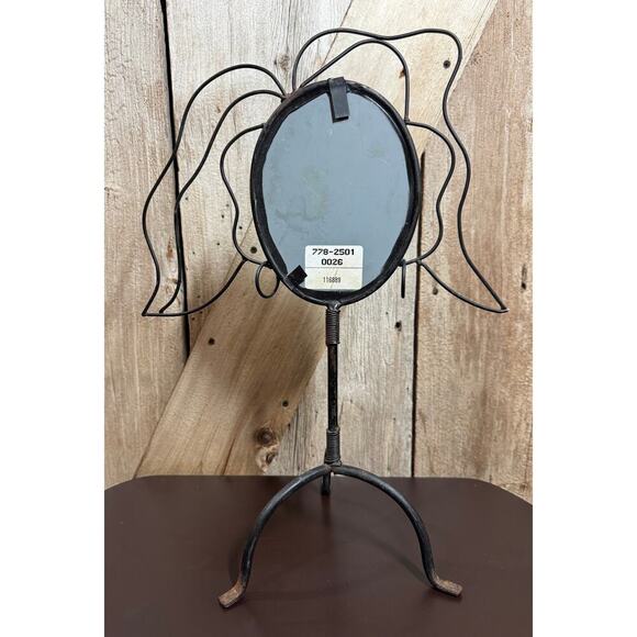 Vintage Whimsical Wrought Iron Silhouette Vanity Mirror Jewelry Holder Earrings - Picture 5 of 11